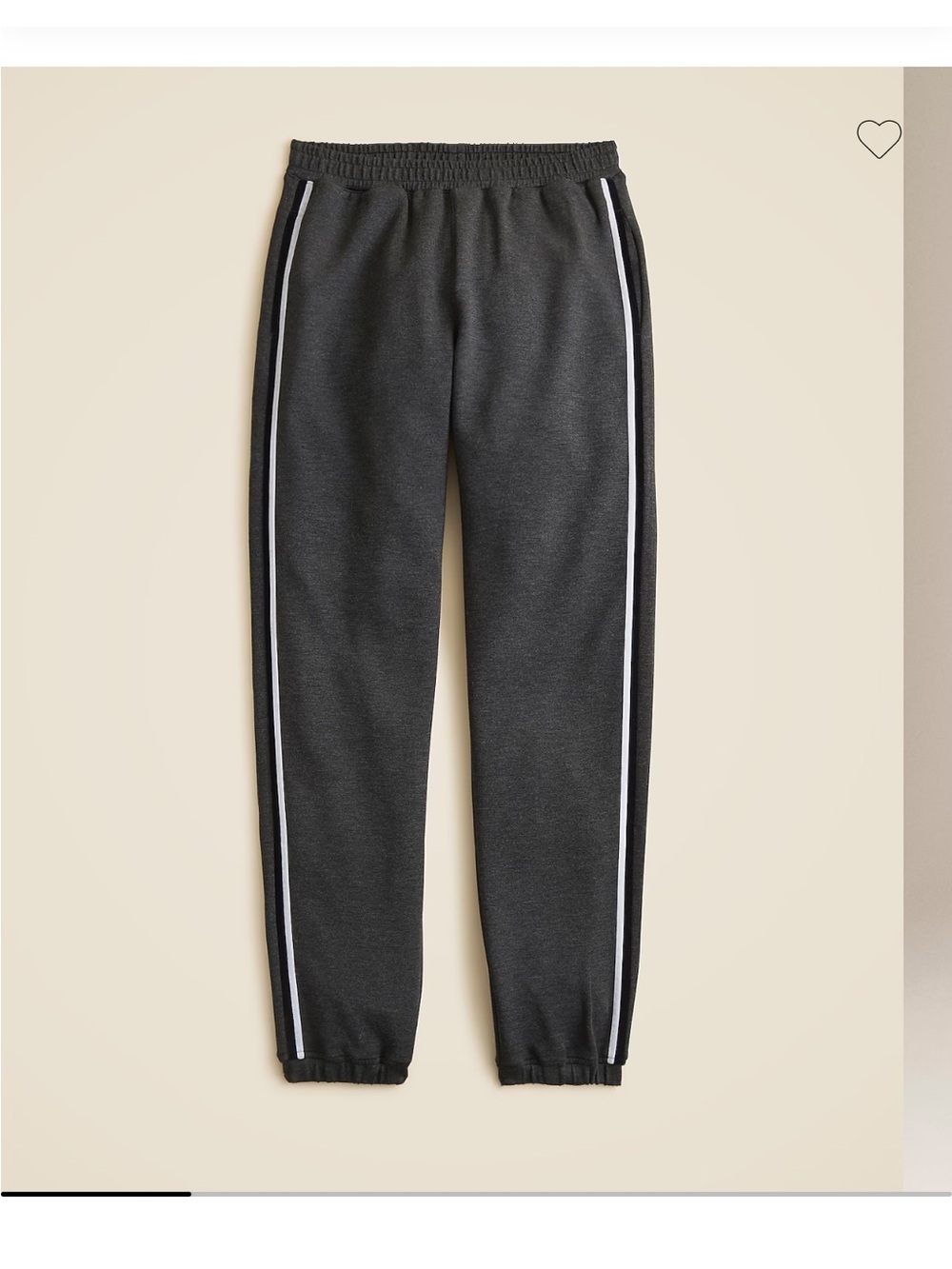 J. Crew Scuba-knit jogger pant with velvet trim in charcoal heather